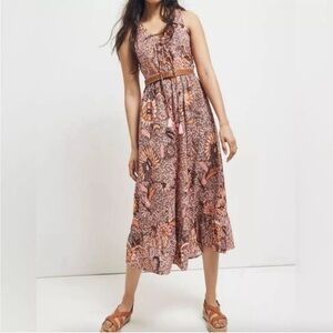 Madewell Lace Up Ruffle Hem Midi Dress